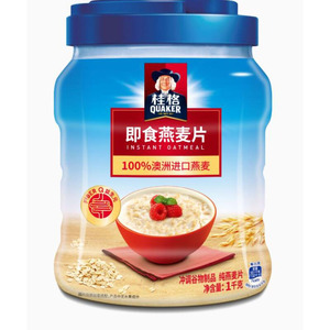 桂格即食燕麦片1000g*2罐装原味谷物营养早餐麦片冲饮免煮代餐