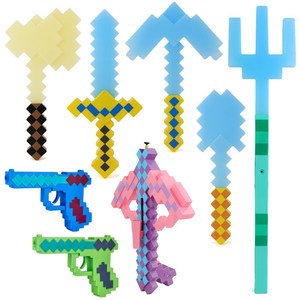 我的世界玩具塑料武器钻石剑三叉戟斧头镐十字驽枪弓发光发声工具