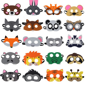 六一儿童节头饰无纺布卡通动物面具青蛙老虎幼儿园表演道具眼罩