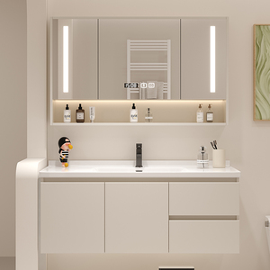 现代简约浴室柜陶瓷一体盆卫生间洗脸盆柜组合卫浴柜洗漱台洗手池