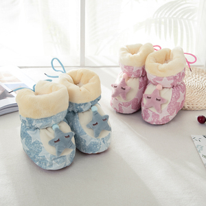 婴儿高帮棉鞋6-12个月冬季加绒不掉跟软底加厚保暖防掉新生宝宝鞋