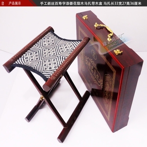 包邮潍坊红木银丝寿字马扎便携式折叠凳手工实木垂钓礼品厂家直销