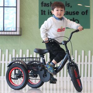 儿童三轮车2-4-8岁自行车脚踏车充气轮胎男女孩单车儿童载购物篮