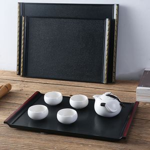 双剑茶托盘长方形塑料日式创意木纹餐盘酒店用品托盘家用寿司餐具