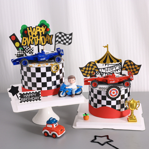 F1合金赛车Q版小车男孩儿童生日蛋糕装饰摆件车模6件套车烘焙配件