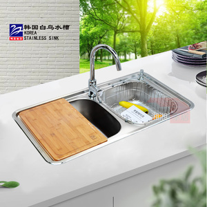 韩国白鸟水槽ID900双槽套装 洗菜盆 厨房304不锈钢水槽
