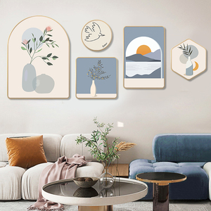 现代简约客厅装饰画沙发背景墙晶瓷挂画小清新组合画高级感壁画