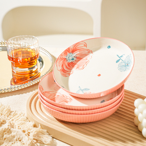 舍里清新陶瓷盘子菜盘家用2024新款碗碟餐具高级感深盘菜碟子餐盘