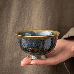 雅馨 结晶釉斗笠杯窑变主人杯陶瓷品茗单杯茶碗个人专用茶盏杯子
