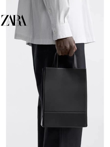zarahome新款男包黑色极简主义手提斜跨包时尚休闲单肩包男女通用