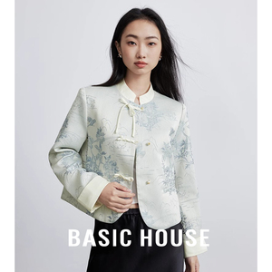 Basic House/百家好2024春季新款新中式轻国风刺绣盘扣外套小个子