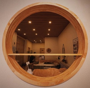 实木圆框 现代简约客厅植物支架玄关 窗户垭口 隔断装饰支持定做