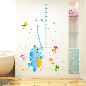 可爱大象动物墙贴画量身高尺贴纸宝宝卡通幼儿园儿童房自粘可移除