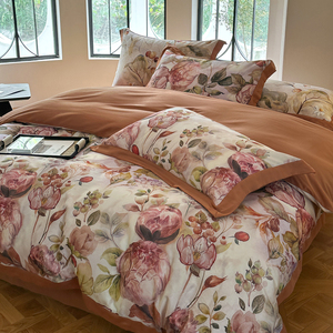 美式秋冬天丝棉磨毛四件套新款加厚保暖裸睡床单被套1.8m床上用品