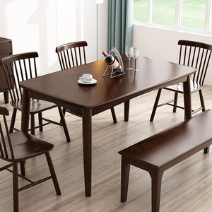 北欧实木小餐桌椅子组合家用简约现代小户型长方形出租房简易饭桌