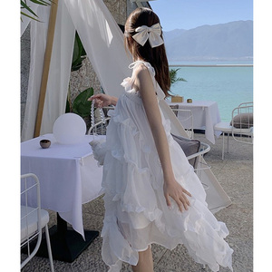法式初恋白色吊带连衣裙仙女超仙森系夏季在逃公主海边度假沙滩裙