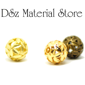 【DSz】古铜 真金电镀纯铜黄铜叶片雕花镂空球12.5mm diy手工