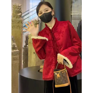 高级感新年红色上衣复古中式女装中国风小众气质复古马甲背心春秋