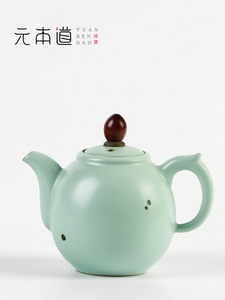 元本道汝窑功夫茶壶开片可养手工陶瓷茶具小号家用鸿福单壶泡茶壶