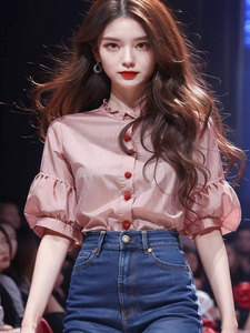 2024年春款女装新中式国风衬衣超好看今年流行漂亮小衫水红色衬衫
