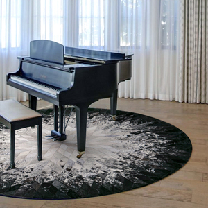 钢琴吸音黑白地毯圆形防滑家用客厅音乐三角隔音高级定制圆毯地垫