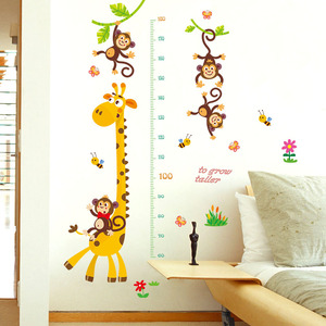 儿童量身高墙贴画可移除可爱卡通动物小孩家用宝宝身高测量尺贴纸