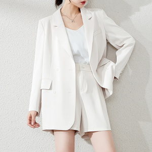 【狂欢价】逸阳凉感白色职业套装女夏季薄款西装外套外搭短裤版西