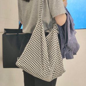 GLEAM布包2022黑白经典格子包包布包大容量单肩包斜挎包女包休闲
