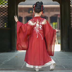 旗铂汉服女童春秋儿童斗篷秋款古装外搭披风秋季女孩古风披肩外套