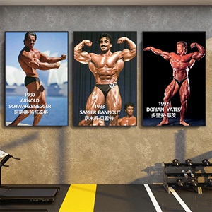 健身房墙面装饰画瘦身俱乐部施瓦辛格挂画肌肉男健美先生海报壁画