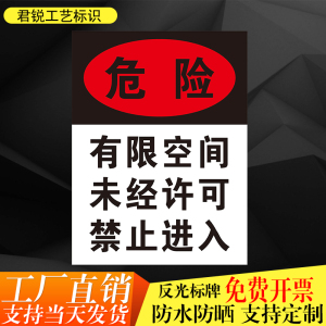 有限空间未经许可禁止进入警示标志牌受限空间严禁作业告示指示牌