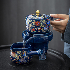 石磨懒人茶具单个旋转出水功夫茶壶复古时来运转自动喝茶冲泡茶器
