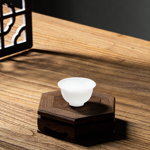 25CC潮州工夫茶杯薄胎羊脂玉陶瓷小茶杯子功夫白瓷杯反口杯茶具