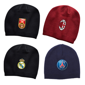 巴黎圣日耳曼AC米兰皇马曼联切尔西中国队毛线帽冬天保暖针织帽子
