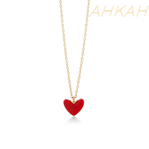 正品代购日本专柜AHKAH小红心项链18k黄金锁骨链爱心情人节礼物