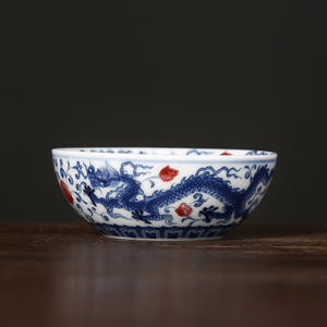 龙凤呈祥普洱茶杯中式陶瓷个人专用高档主人杯家用盖碗茶杯套装