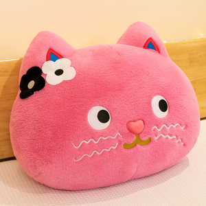 可爱粉红猫咪网红小猫大脑袋沙发抱枕靠枕公仔毛绒玩具夹腿枕头女