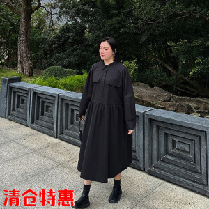 特大码女装棉质衬衫裙2024年春装200斤胖妹妹mm宽松中长款连衣裙