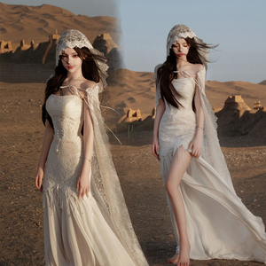 西域公主敦煌沙漠旅拍婚纱摄影写真复古民族风个性艺术照演出服装