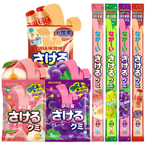 日本进口零食 UHA悠哈味觉糖萨可爱超长条手撕糖水果果汁软糖圣诞
