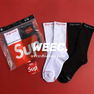 Supreme Hanes Crew Socks 经典黑白两色可选袜子中筒袜男女