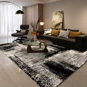 客厅地毯新款2024轻奢高级耐脏卧室沙发地垫茶几毯美式防水黑色白