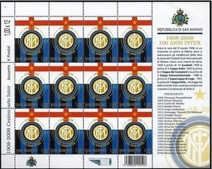 现货 国际米兰百年邮票-全套12张-全球限量