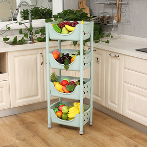 厨房蔬菜置物架菜篮子收纳架移动菜架多层装菜的收纳篮水果放菜架