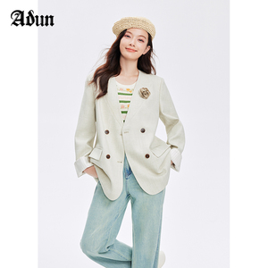 【商场同款】Abun2024年春季新品双排扣西装外套时尚气质