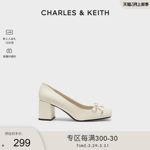 CHARLES&KEITH春夏女鞋CK1-61720137时尚方头粗高跟单鞋女鞋