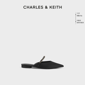 【618开门红】CHARLES&KEITH女鞋CK1-70900437宝石链穆勒拖鞋外穿