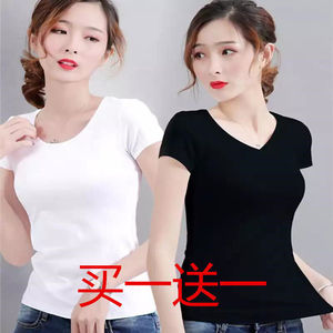 女人干活穿的耐磨耐脏工地夏季薄款t恤女短袖衣服韩版修身打底衫