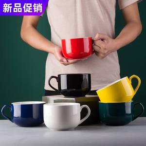 陶瓷杯大容量1000ml带盖大茶杯超大有盖马克杯水杯大号大茶缸家用