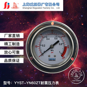 压力表轴向带边YYST-YN-60ZT  0-1MPA耐震压力表不锈钢防震表头